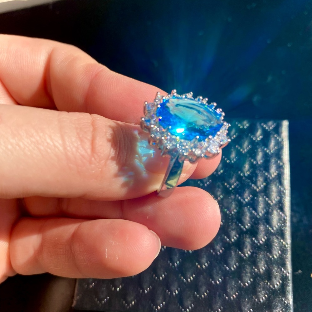 *NEW* | .925 Silver blue topaz ring set - Picture 5 of 6